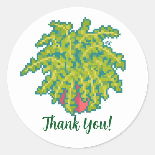 Fern, thank you, pixelart, Pixel Art ラウンドシール (正面)