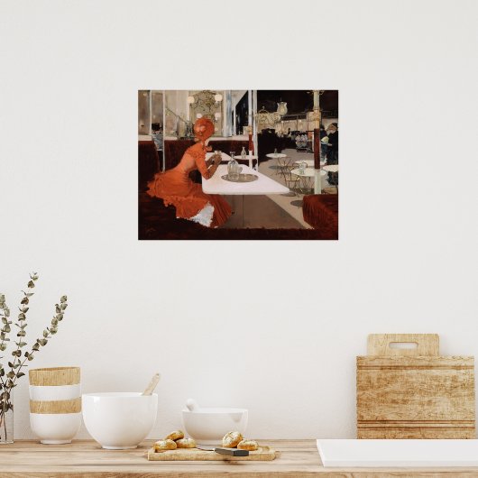 Fernand Lungren, In the Cafe, Paris, c1883 ポスター (キッチン)