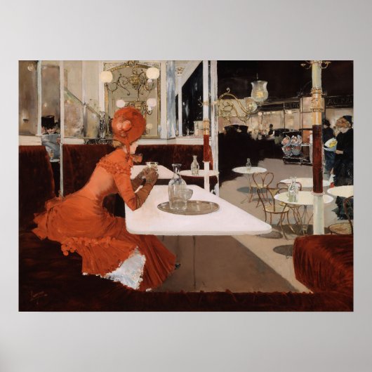 Fernand Lungren, In the Cafe, Paris, c1883 ポスター (正面)