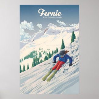 Fernie British Columbia Canada Ski Resort Travel ポスター