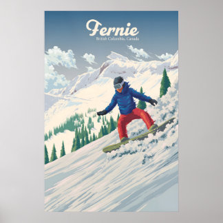 Fernie Canada Snowboarding Travel Poster ポスター