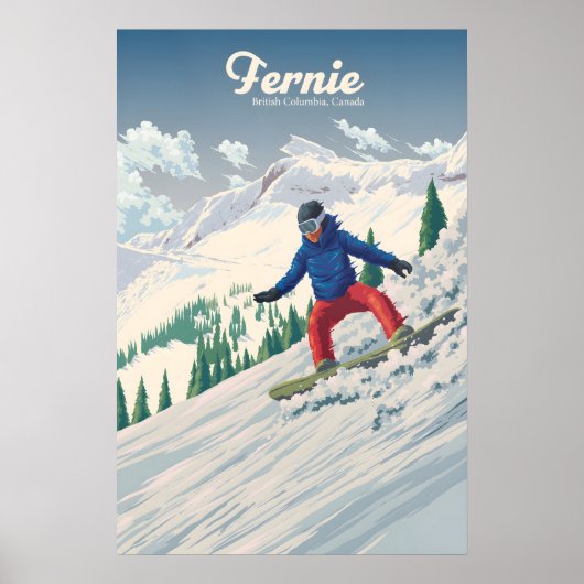Fernie Canada Snowboarding Travel Poster ポスター (正面)