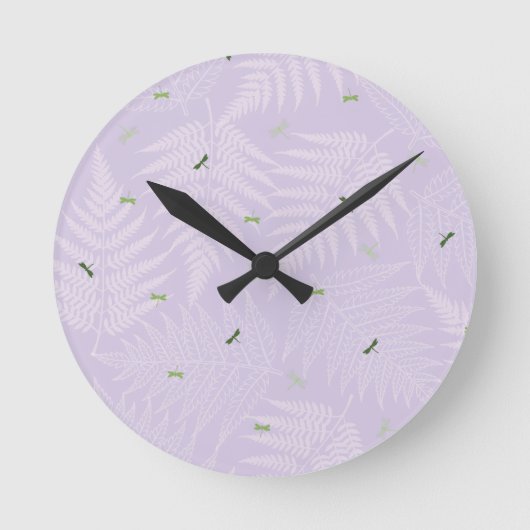 Ferns & Dragonflies ラウンド壁時計 (正面)