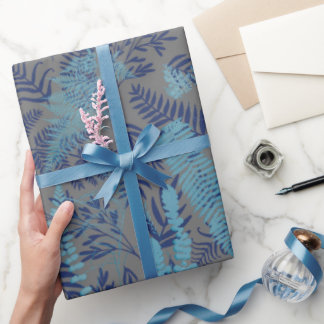 Ferns in Blue and Turquoise Wrapping Paper ラッピングペーパー