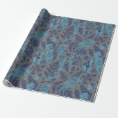 Ferns in Blue and Turquoise Wrapping Paper ラッピングペーパー (アンロールド)