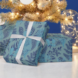 Ferns in Blue and Turquoise Wrapping Paper ラッピングペーパー