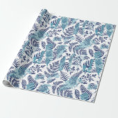 Ferns in Blue and White Wrapping Paper ラッピングペーパー (アンロールド)