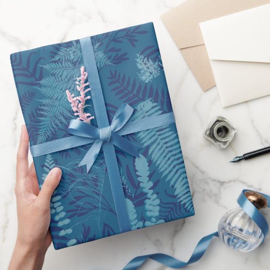 Ferns in Blue Wrapping Paper  ラッピングペーパー (ギフト)