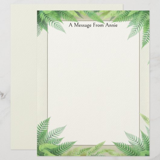 Ferns on a Frame Stationery Paper レターヘッド (正面/裏面)