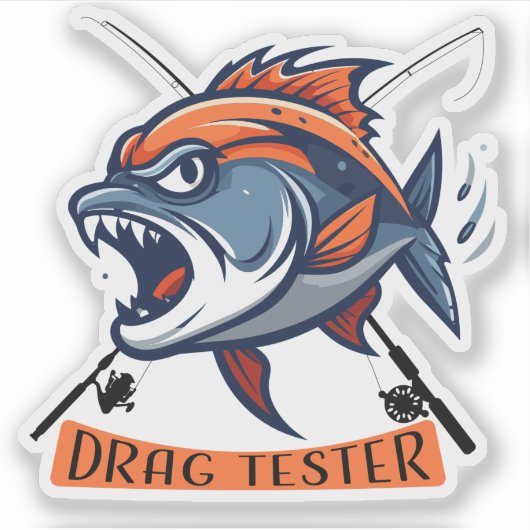 Ferocious Fish Illustration "Drag Tester" シール (正面)