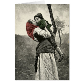 Ferraguti愛母息子の子供のキスのヴィンテージの芸術