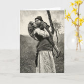 Ferraguti愛母息子の子供のキスのヴィンテージの芸術 カード (黄色い花)