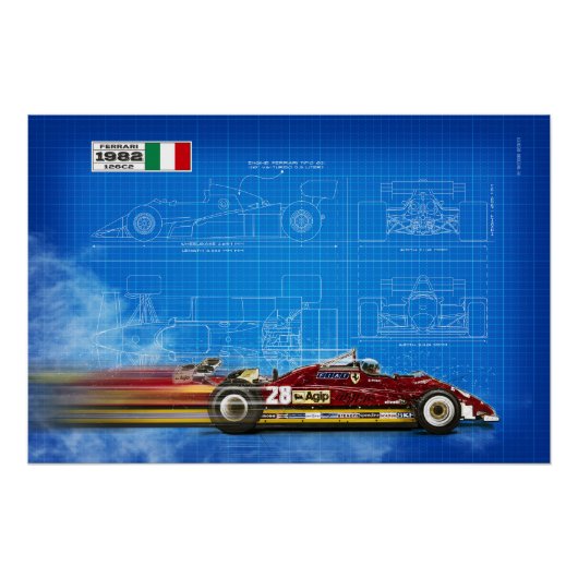 Ferrari 126c2 Blueprint ポスター (正面)