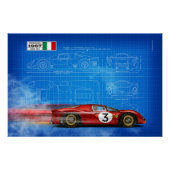 Ferrari 330 P4 Blueprint ポスター (正面)