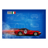 Ferrari 365 GTB/4 Daytona Blueprint ポスター (正面)
