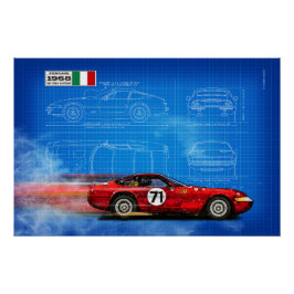 Ferrari 365 GTB/4 Daytona Blueprint ポスター