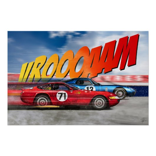 Ferrari Daytona 365 GTB/4 vs Shelby Daytona Coupe ポスター (正面)