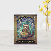 Ferret Eating Ramen Tarot Card Japanese Kawaii Pet カード (黄色い花)