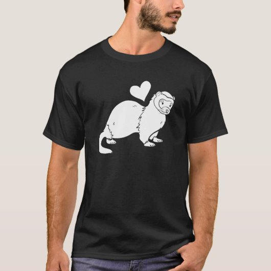 Ferret Heart - Furry Animal Weasel Ferret Tシャツ (正面)