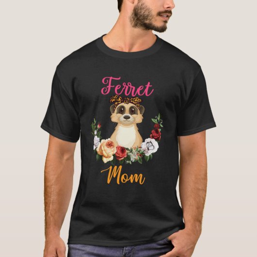 Ferret Mom Floral Ferret Bow Tie  Mother s Day Tシャツ (正面)
