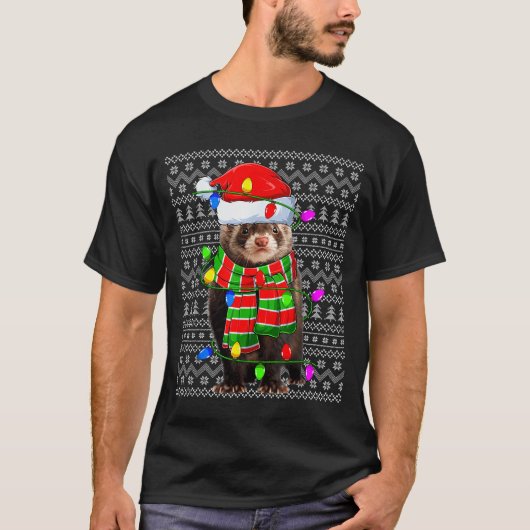 Ferret Ugly Xmas Lighting Santa Ferret Christmas  Tシャツ (正面)