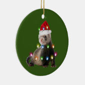 Ferret With Hat Lights Christmas セラミックオーナメント (右)