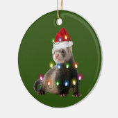 Ferret With Hat Lights Christmas セラミックオーナメント (左)