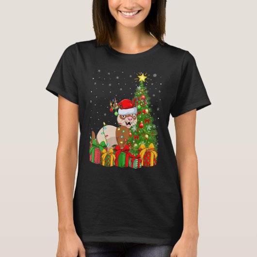 Ferret Xmas Holiday Santa Ferret Christmas Tree Tシャツ (正面)