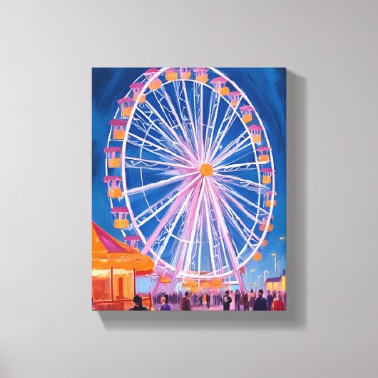 Ferris Wheel | Boardwalk Carnival Watercolor キャンバスプリント (正面)