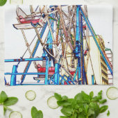 Ferris Wheel-Chalk Outline by Shirley Taylor キッチンタオル (折り畳み)
