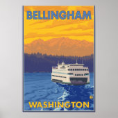 Ferry and Mountains - Bellingham, Washington ポスター (正面)