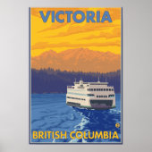 Ferry and Mountains - Victoria, BC Canada ポスター (正面)