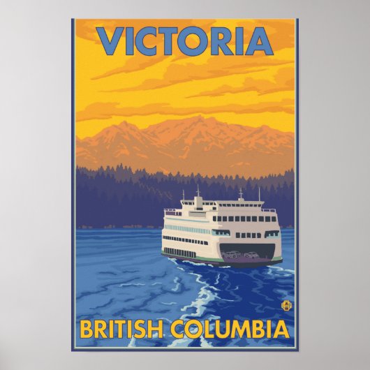 Ferry and Mountains - Victoria, BC Canada ポスター (正面)