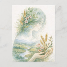 Fertility Goddess Day Watercolor Postcard シーズンポストカード