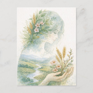 Fertility Goddess Day Watercolor Postcard シーズンポストカード