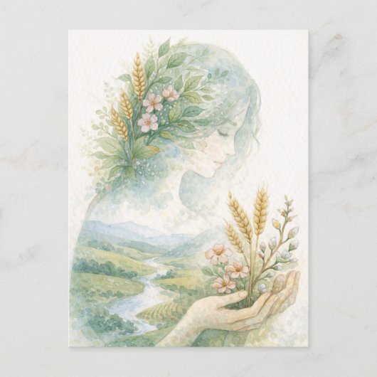 Fertility Goddess Day Watercolor Postcard シーズンポストカード (正面)