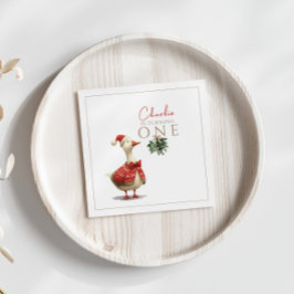 Fest Winter Birthday One Silly Christmas Goose  スタンダードカクテルナプキン