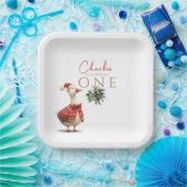 Fest Winter Birthday One Silly Christmas Goose  ペーパープレート (パーティー)