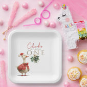 Fest Winter Birthday One Silly Christmas Goose  ペーパープレート (パーティー)