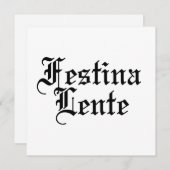 Festina Lente – ゆっくり急いで – ラテン語のフレーズ 招待状 (正面/裏面)