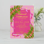 Festival Celebration Christmas Pink  箔招待状 (立ち正面)