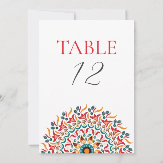 Festival Elegance Mandala Wedding Table Number 招待状 (正面)