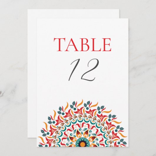 Festival Elegance Mandala Wedding Table Number 招待状 (正面/裏面)