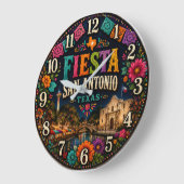 Festival Fiesta San Antonio Texas  Alamo Decor ラージ壁時計 (傾斜)