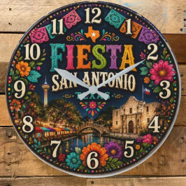 Festival Fiesta San Antonio Texas Alamo Decor ラージ壁時計