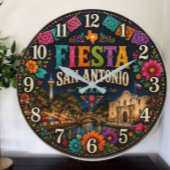 Festival Fiesta San Antonio Texas  Alamo Decor ラージ壁時計