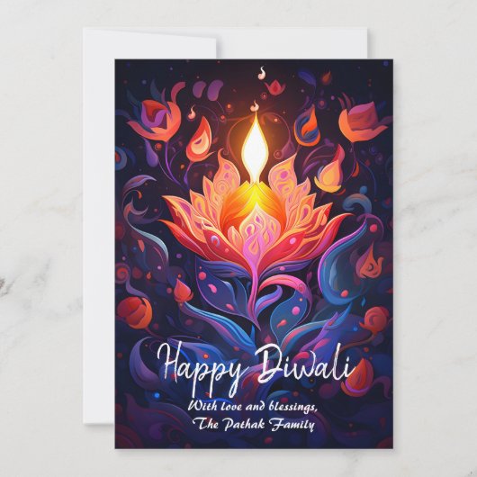 Festival Flame Mosaic Diwali card 招待状 (正面)