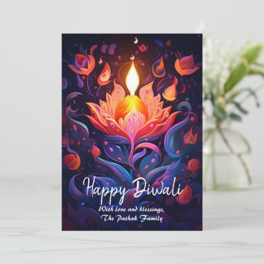 Festival Flame Mosaic Diwali card 招待状 (スタンド正面)