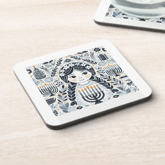 Festival of Lights: Hanukkah Sameach Stickers  コースター (左側)