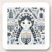 Festival of Lights: Hanukkah Sameach Stickers  コースター (正面)